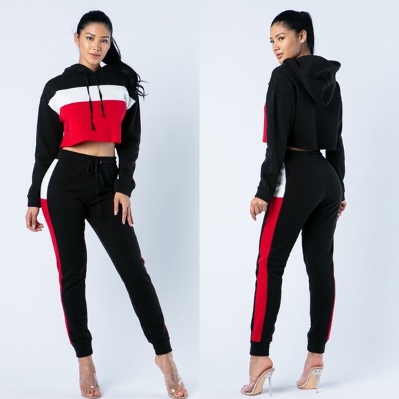 Black Fleece Colorblock Jogger Set - Picture 3 of 8